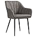 SONGMICS Chaise de Salle à Manger, Fauteuil, Siège Rembourrée, avec Accoudoirs, Revêtement en PU Vintage, Pieds en Métal, Charge 110 kg, pour Salle à Manger, Salon, Chambre, Gris LDC079G01