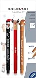 EBERHARD FABER 582120 - Tintenroller radierbar, 3 Animal Erase it Wintermotive, Gelschreiber blau 0,7 mm