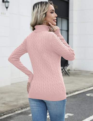 LOMON Women's Casual Turtleneck Sweaters Cable Knit Fall Long Sleeve Slim Fit Pullover Tops4