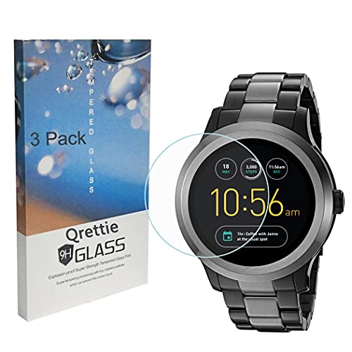 Qrettie 3 Pack for Fossil Q Founder Gen 2 Screen Protector 9H Hardness Tempered Glass Screen Protectors for Fossil Q Founder 2nd Gen Smart Watch Screen Protective Film Anti-Scratch No-Bubble