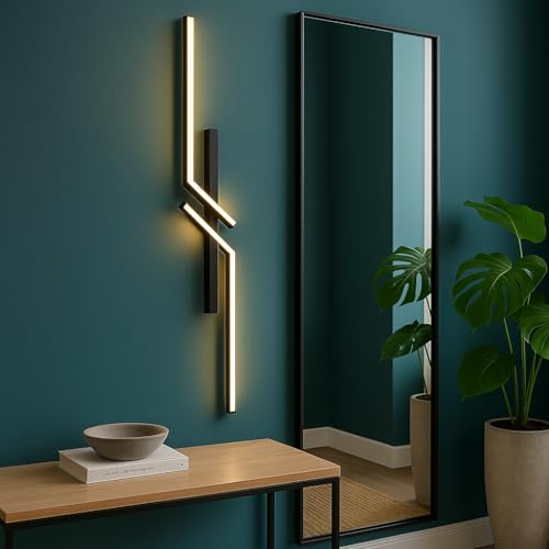 Aplique Pared LED de 60 cm Negro Lámpara Moderna Interior Salón Cocina Pasillo