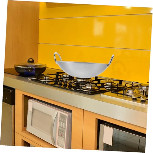 Wok de acero inoxidable Wakauto con doble asa y fondo redondo miniatura 4