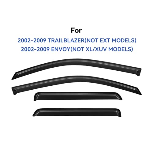 Image of Window Visors Rain Guards for 2002-2009 Chevy Trailblazer, Out-Channel Window Vent Wind Deflectors Visors Shades for 2006-2009 Trailblazer SS