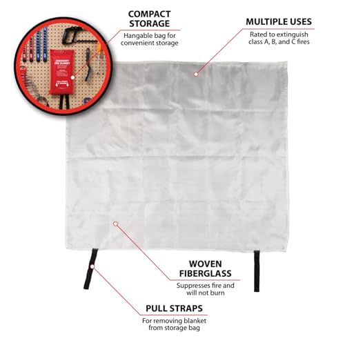 Image of Performance Tool W905 Emergency Fire Blanket, for Class A, B and C Fires, for Shops, Homes, Cars and RVs