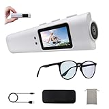 Broadwatch ウェアラブルカメラ アクションカメラ モニター付き 広角 WEBカメラ 動画再生 ボイスレコーダー 取り付け 目線 20g 眼鏡/かばん/ポケットに取り付けて ブルーライトカット眼鏡/ケース付き 【Peta Came】