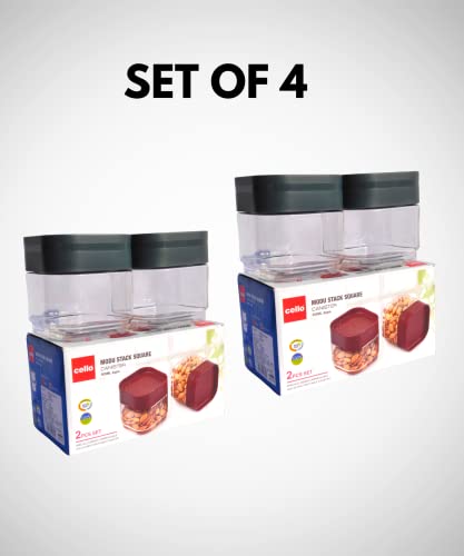 Image of Cello Plastic Modustack Square Canister, 500 ml Pair of 2, pack of (2)