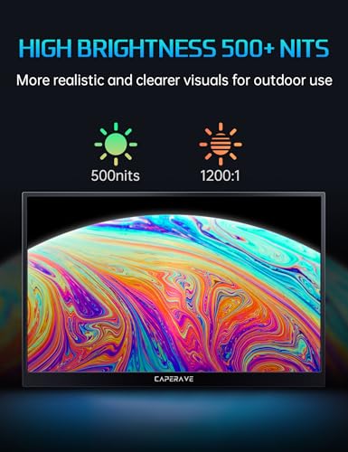 Image of CAPERAVE 17.3 inch Portable Monitor 4K, 500 Nits 3840 * 2160p 100% Adobe RGB Travel Monitor with Bulit-in Kickstand & Speakers, Portable Computer Monitor, External Monitors for Laptop PC Xbox Switch PS4 /5