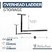 StoreYourBoard Adjustable Overhead Ladder Rack – Garage Organizer Ladder Shelf for Step & Extension Ladders - Storage Racks and Shelving for Garage Organization - Ceiling Mounted - Holds 75 lbs