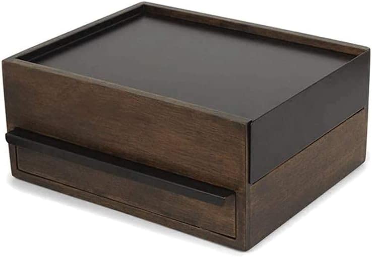 Gabinete de joyería Armario Puertas Laterales Ganchos para Collares, Gabinete de Almacenamiento de Madera con Compartimentos Superiores Grandes, Joyería Retro Bo