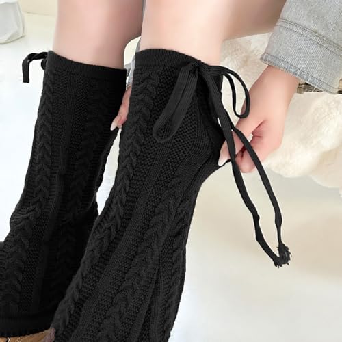 Image of YELAIVP Kawaii Leg Warmers Y2K Knit Lace up Leg Warmers Cute Japanese Harajuku Lolita Leg Warmer for Women Girls