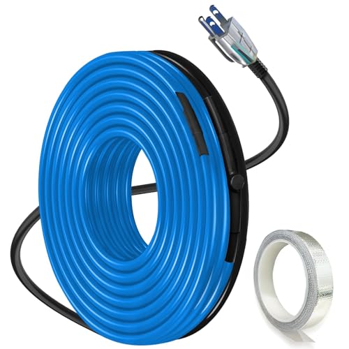 ToasySoul 30FT Heat Tape for Water Pipes, Self-Regulating Heat Trace for Pipes with Thermostat Heating Cable for Metal Plastic Pex Pipes 120V 5W/FT