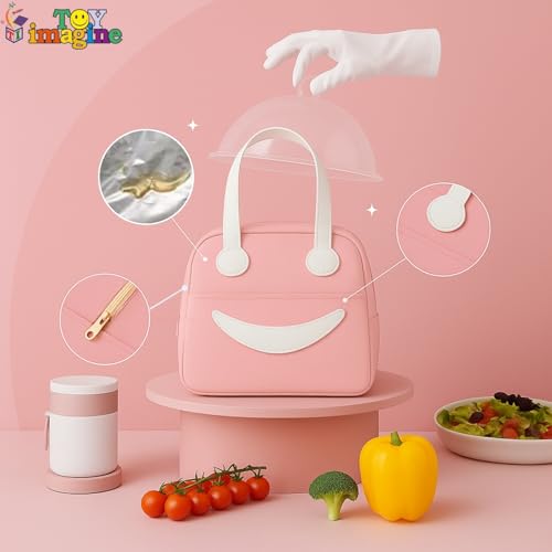 Image of Toy Imagine Smiley Insulated Lunch Bag for Kids & Office | Tiffin Bag for School Boys & Girls | Snack Tote Bag for Women | Compact & Portable Leak-Proof 6.5L (Assorted)