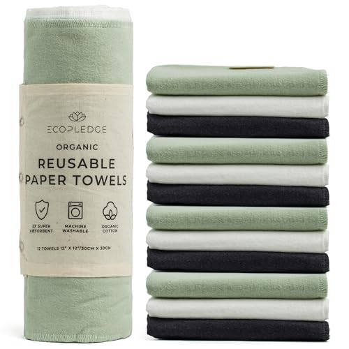 EcoPledge Reusable Paper Towels Washable Roll - Thick 12-pc Two