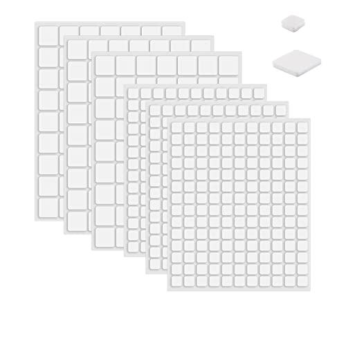 Briartw 6 Sheets,3D Double Sided Adhesive Foam Squares to Create Depth,Small and Large Squares Set,White Permanent Sticky Dimensional Adhesives for Scrapbooking,Craft Supplies,Stencils,Album