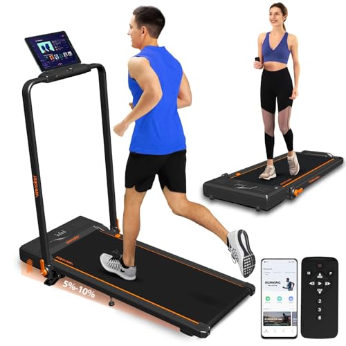 Treadmill with Incline Foldable Under Desk Walking Pad with LED Display Remote Control Portable...