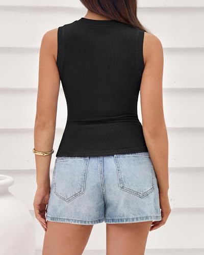 Image of BTFBM High Neck Tank Top for Women Sleeveless Ribbed Y2k Clothes Basic Shirts Going Out Outfits Spring Summer Tops 2026