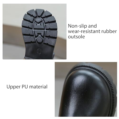 Girls Pu Bow Knee-High Boots With Zipper Fashionable Round Toe Soft Lug Sole Non-Slip Cute Mid-Calf Boots3