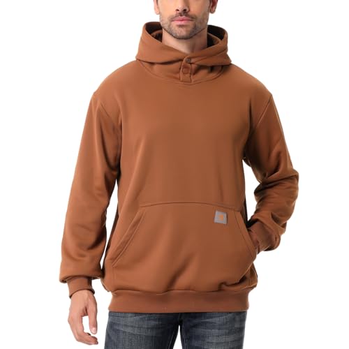 Men's Fashion Hoodie Fleece Warm Sweatshirt | Fleece-Lined Thickened Pullover with Button Hood Versatile