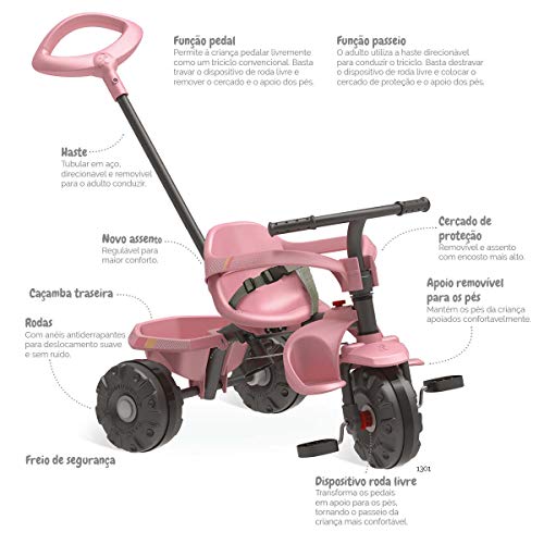 Triciclo Smart Plus Bandeirante Rosa