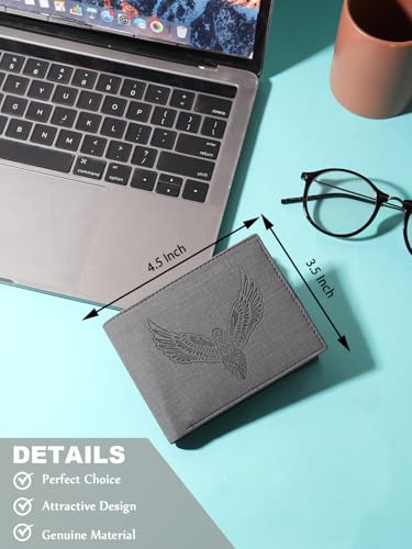 Image of SAMTROH Vegan Leather Wallet for Men | Vintage Printed | Premium Vegan Leather Craftsmanship | 3 Card Slots I 2 Cash Compartments & Secret Slots | 1 Coin Pocket. (Eagle, Dark Grey)