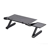 Portable Laptop Stand Desk, Height Adjustable Standing Table for Bed and Sofa, with Ventilated Cooling Hole, Mouse Tray - Size for MacBook Pro Air 13/15 and More, Black