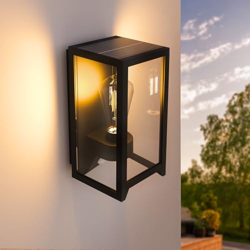 Ledvion - Applique Solare LED da Parete Moderna, 4W, 2700K, IP44, negra, 120 lúmenes, con sensor de movimiento, eficiente energéticamente y resistente a la intemperie