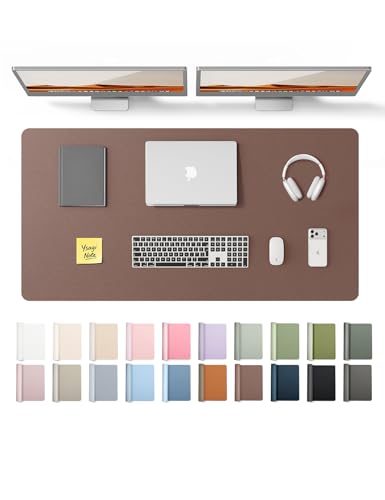 Image of YSAGi Leather Desk Protector, Office Mat, Large Mouse Mat, Non-Slip PU Leather Blotter, Laptop Desk, Waterproof Writing Pad for Office and Home (Chocolate, 47.2 inch x 23.6 inch)