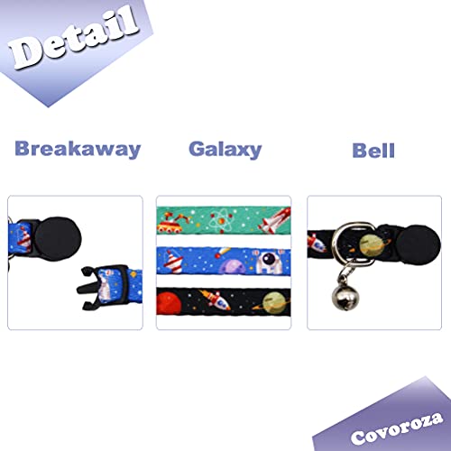 Covoroza 3 Pack Galaxy Breakaway Cat Collar with Bell Space Pattern Adjustable Safe Release Kitten Collars Black Blue… - Image 4