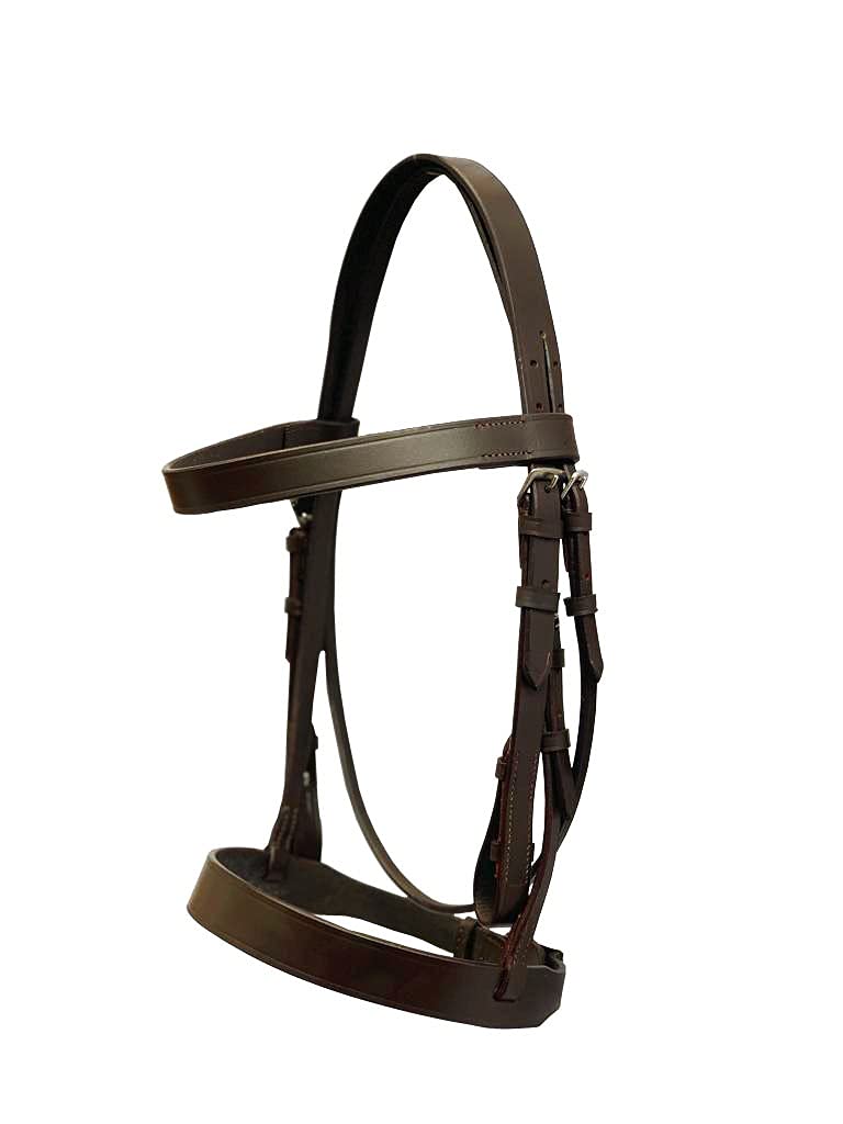 Astile Equestrian Leather Hunter Bridle 1 Inch Noseband With Free Leather Reins (FULL, BROWN)