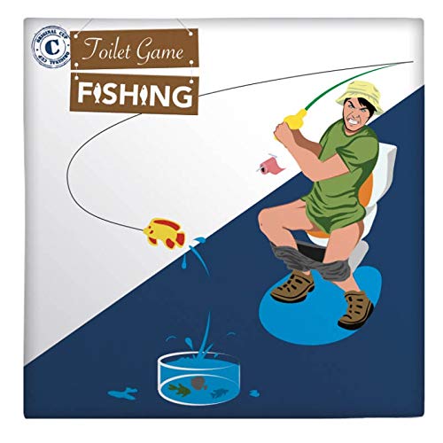 Fishing Toilet Game | Complete Set | Game for Toilets/WC | Premium Quality | Fishing Set | 1 Mat | 1 Fishing Rod | 4 Magnet Fish | 1 Mini Aquarium | Created by OriginalCup®