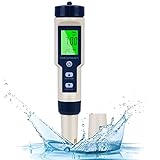 ✅【Multifuncional 5 en 1】Este medidor de pH digital está diseñado con función 5 en 1, que se puede utilizar para probar el PH/TDS/EC/Salinidad/Temperatura del agua. Grado impermeable: IP67. El rango de medición es pH 0.00-14.00 (0.01PH precisión), TDS 0-10000ppm, 10.1-200.00 ppt, EC 0-10000uS/cm, 10.1-19.99mS.20.1-400.0mS/cm, salinidad 0.01%-25.00% y Temperatura 0-60 ℃.