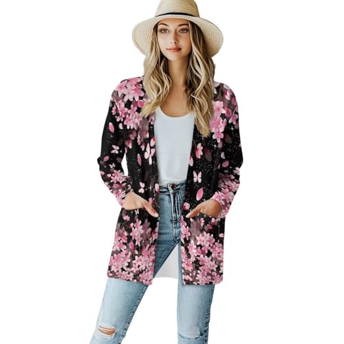 Image of Biyejit Women's Long Sleeve Open Front Cardigan Casual Loose Lightweight Cardigans with Pockets Drape Cardigan