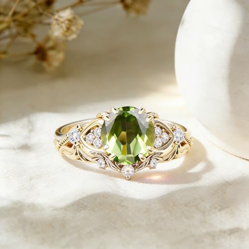 Image of Gemstone Vintage Rings for Women s925 Sterling Silver Round Cut 1.0 Carat Gemstone with Moissanite Promise Engagement Anniversary Ring for Her
