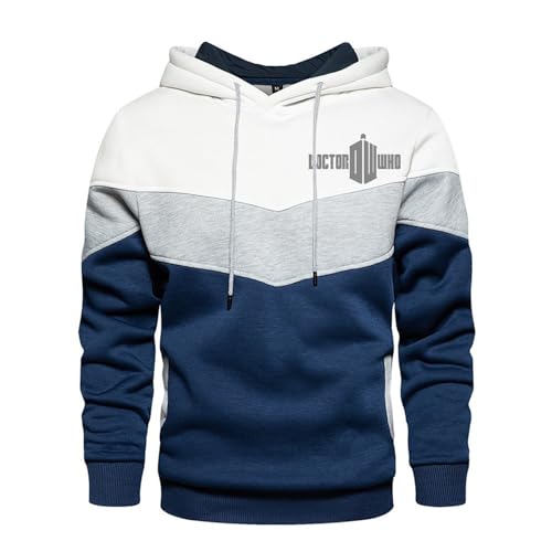 SIDHU Sweat à Capuche pour Homme pour Doctor Who Packable Patchwork à Capuche Pull Streetwear décontracté Sweat à Capuche pour Homme,White-M