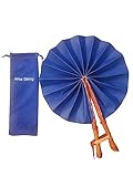 Blue African Fabric Folding Fan: Church, Ankara, Leather, Wedding, Sports, AhiaString and Pouch Included!