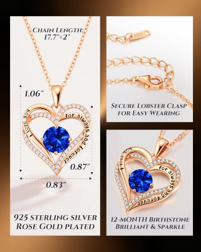 Image of CDE S925 Birthstone Heart Pendant Necklaces Jewelry Gifts for Wife
