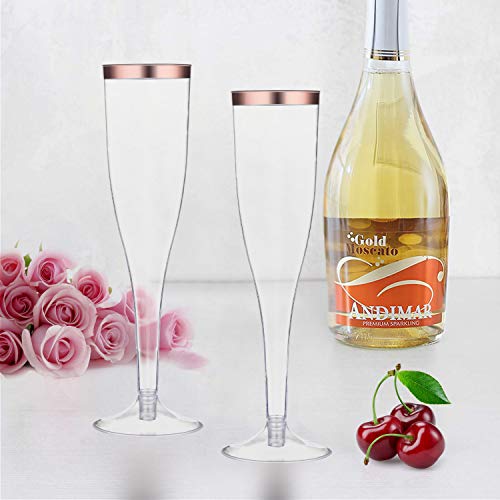 TOROTON 30 Champagne Flutes Disposable, 5.5 oz Plastic Champagne Glasses with Rose Gold Rimmed, Perfect for Wedding Party, Toasting, Mimosa, Cocktails - Thumbnail 6