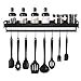 Aokyom 60cm Mensola da Cucina,Porta Spezie da Parete Mensola da Cucina Portaoggetti Mensola Organizer con 12 Ganci Rimovibili Porta Utensili da Cucina Portaspezie Appendere per Corridoio Bagno Cucina