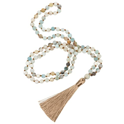 BENAVA Mala Kette aus 108 Amazonit Stein Perlen Türkis | Yoga...