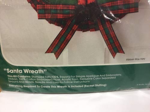 Bucilla Christmas Heirloom Santa Jeweled Felt Ribbon Stitchery Wreath 82203 #TOP2