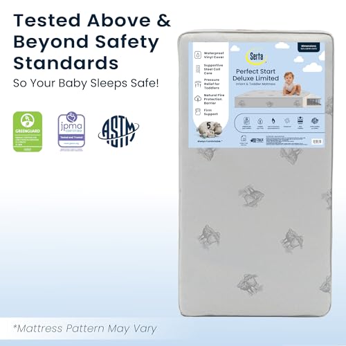 Image of Serta Perfect Start Deluxe Limited Dual Sided Baby Crib Mattress and Toddler Mattress, GREENGUARD Gold Certified, Firm Support, Waterproof, 7 Year Warranty, Made in USA
