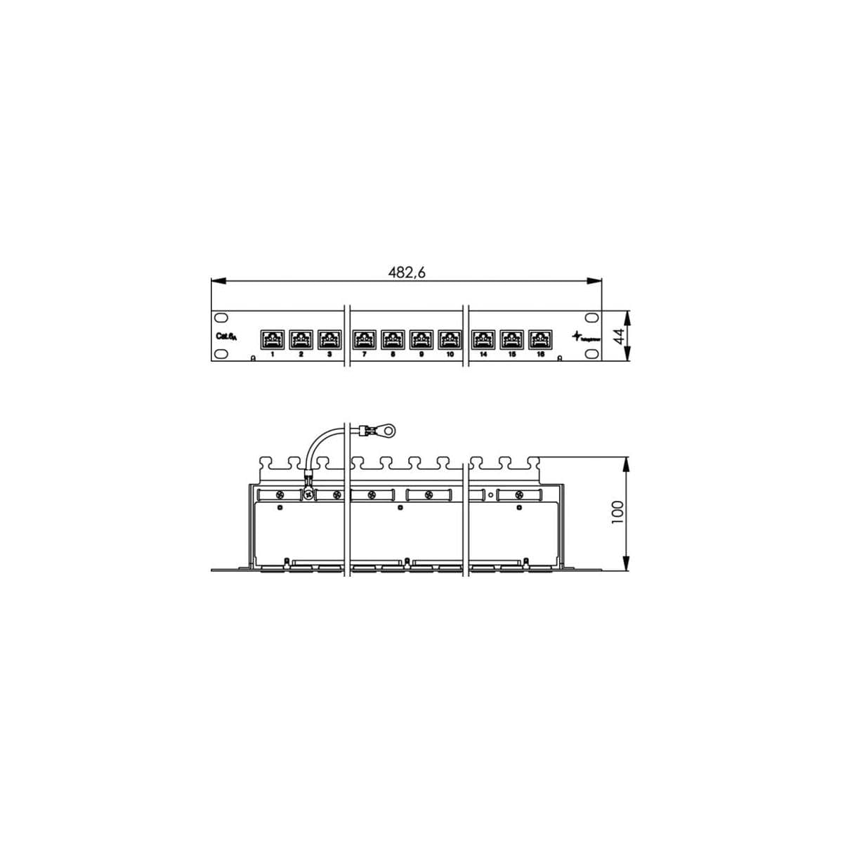 Telegärtner J02022A0050 16 Port Netzwerk-Patchpanel CAT 6a 1 HE