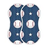 WELLDAY Muslin Baby Burp Cloths Set of 1, Soft Absorbent Baseball Stripe Muslin Washcloths, Bibs, Face Towel for Newborn Boys Girls, 22 x 11 Inch
