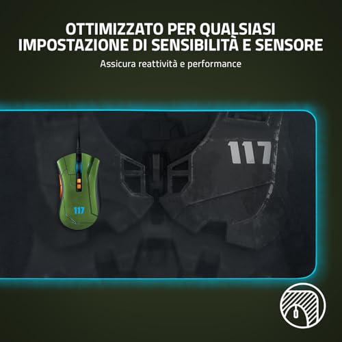 Goliathus Extended Chroma - Morbido tappetino per mouse da gioco esteso con illuminazione Chroma RGB (Supporto per cavi, Superficie in tessuto, Bordo trapuntato) HALO Infinite Ed. - Mousepad - Immagine 4