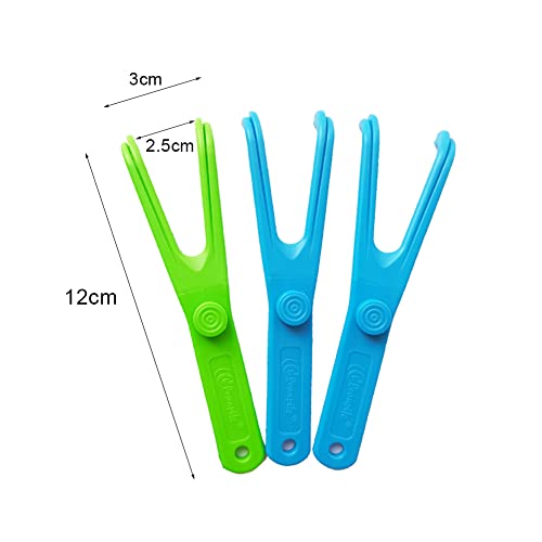 Wiederverwendbare Zahnseide Halter, 3 Stück Flosser Zahnseidenhalter, Dental Floss Halter, Zahnseide-Stick Zahnreinigung, Mundhygiene Zahnreinigung, für Familien Hotels und Reisen, 2 Blau, 1 Grün – Bild 3