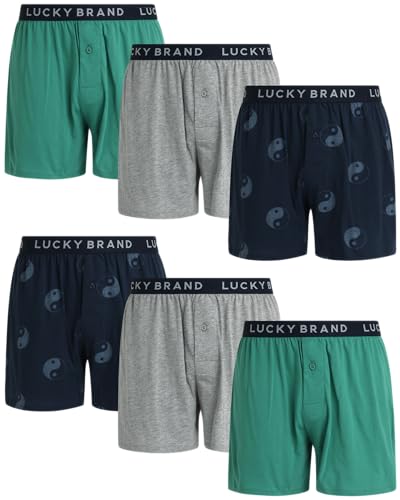 Lucky Brand Boxers for Men – 6 Pack Knitted Mens Underwear with Functional Fly - Classic Mens Boxers (S-XXL)