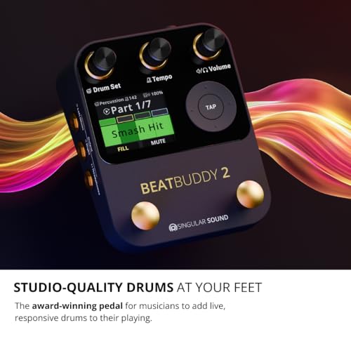 Singular Sound BeatBuddy Mini 2 Effektpedal (Drumbegleitung in Pedalform, 9 Drumsets, 24 Genres, 200+ Styles, Fusspedal Drum für Gitarre und Bass, einfache Bedienbarkeit, mit LED Anzeige)