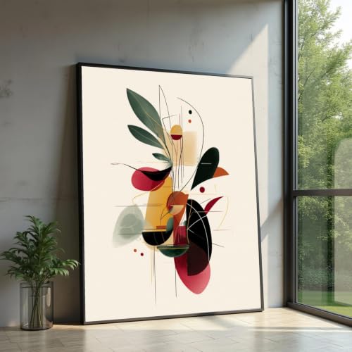 Arte botánico para pared con diseño de hojas coloridas en lienzo de 20x30cm