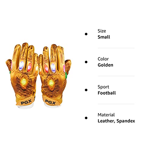 Pgx Power Stones Football Receiver Gloves - Comfortable And Lightweight - Super Grip Finger Fit Football Gloves For Adult & Youth - Flexible Football Receivers Gloves (Golden, Medium) #TOP2