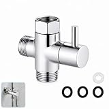 Umschaltventil Dusche 4 Wege G1/2 Zoll Dusch Umsteller Legierung Chrom Poliert, Wasserverteiler mit Absperrfunktion für Handbrause und Duschkopf, Adapter Ersatzteil für Badezimmer Küche Duschsystem